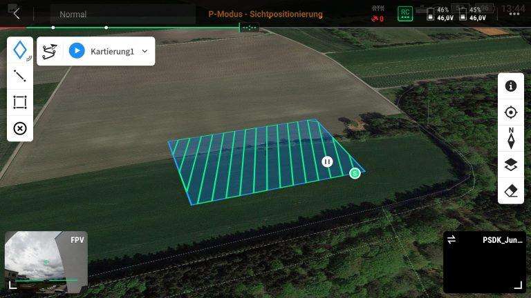 Hyperspektralkamera-Analyse einer landwirtschaftlichen Flaeche